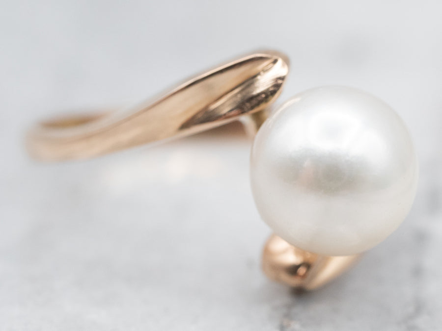 Yellow Gold Pearl Bypass Ring