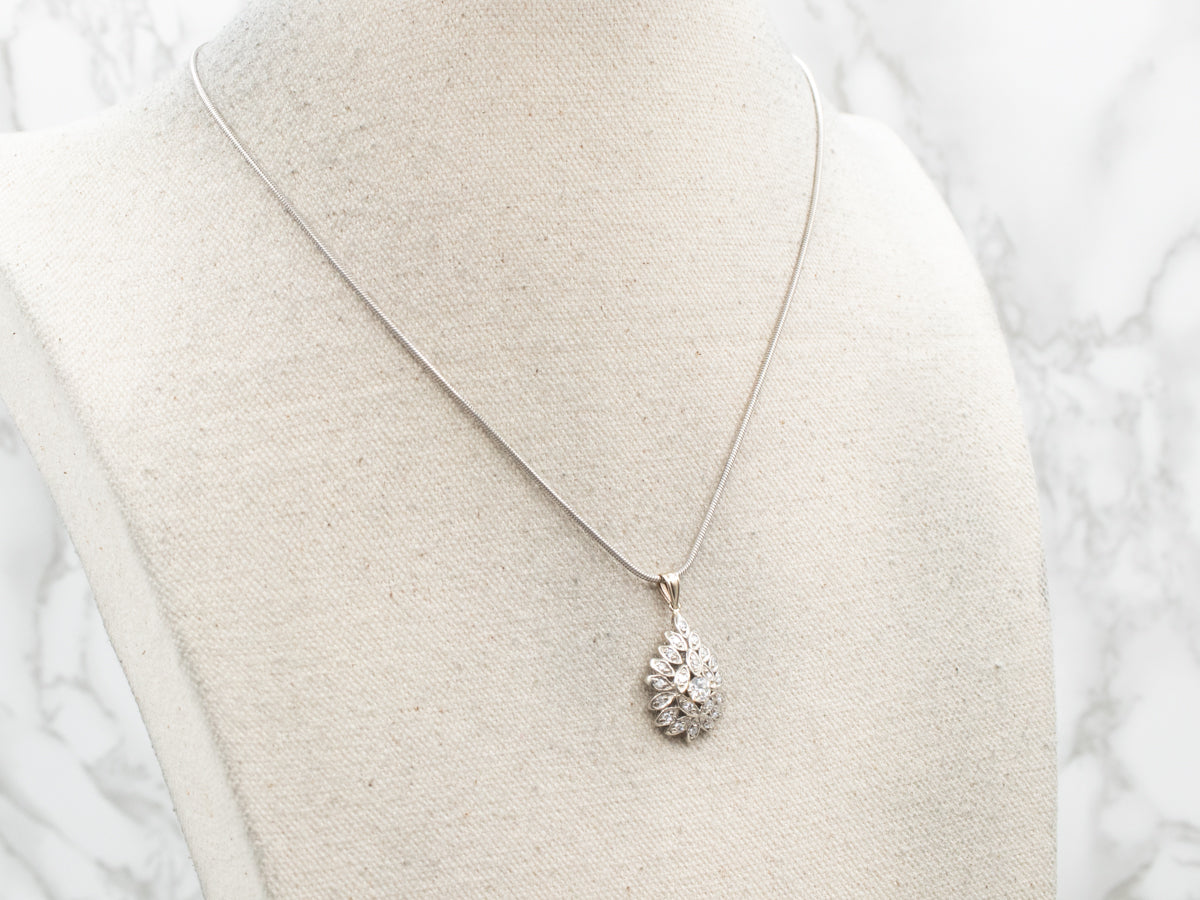 Teardrop European Cut Diamond Halo Pendant