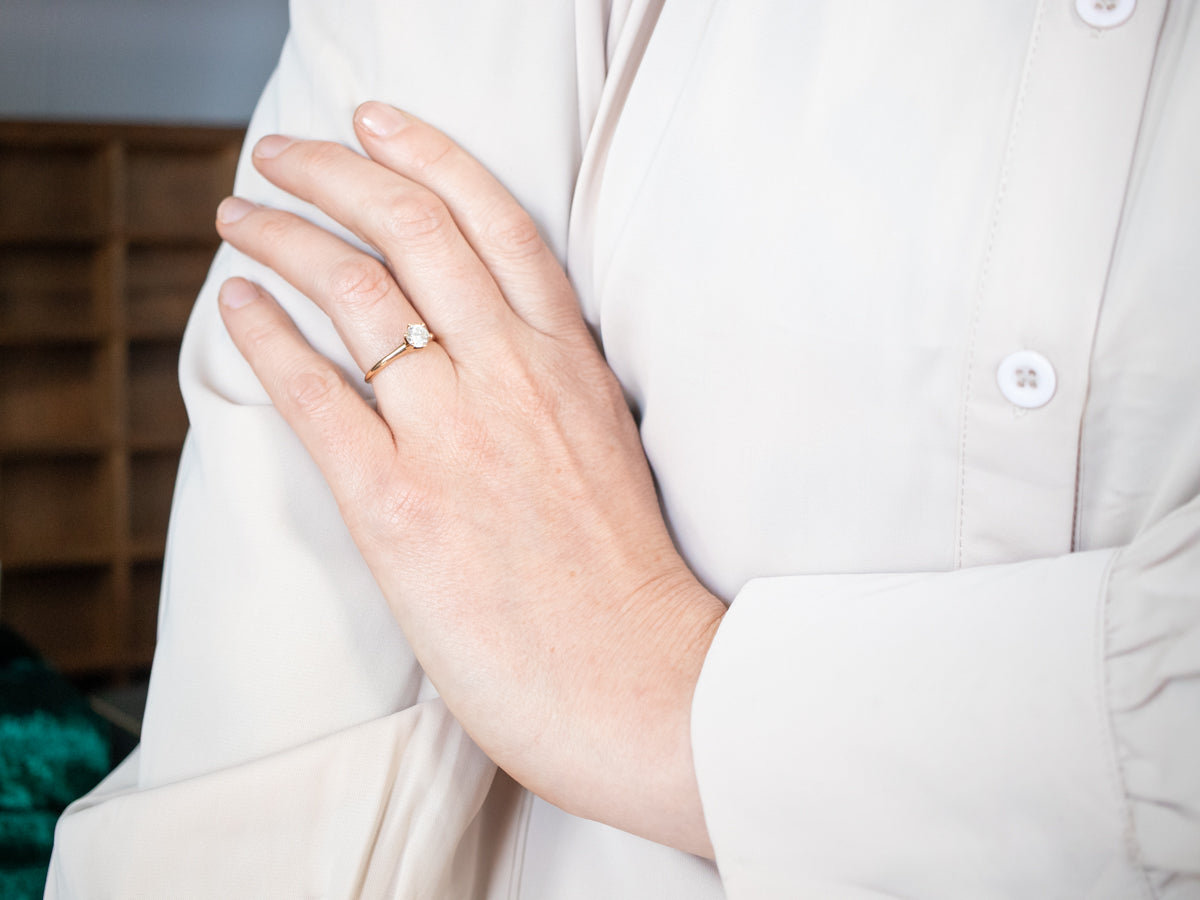 Champagne Diamond Solitaire Engagement Ring