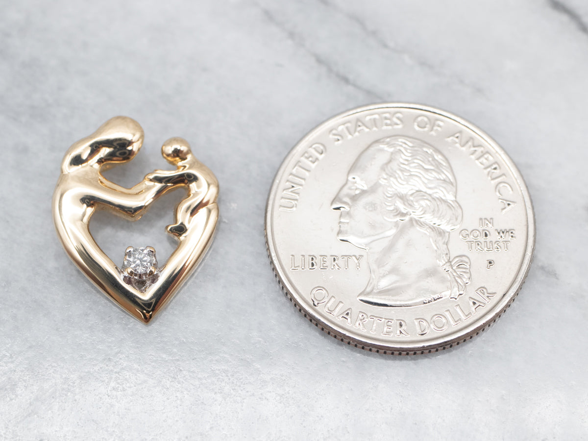 Mother and Child Diamond Solitaire Pendant