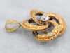 Antique Enamel Diamond Lovers Knot Solitaire Pendant
