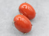 Bright Coral Solitaire Stud Earrings