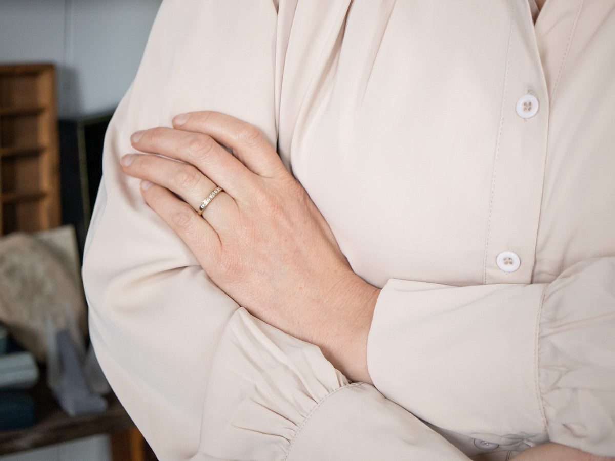 Sparkling Gold Channel Set Diamond Band