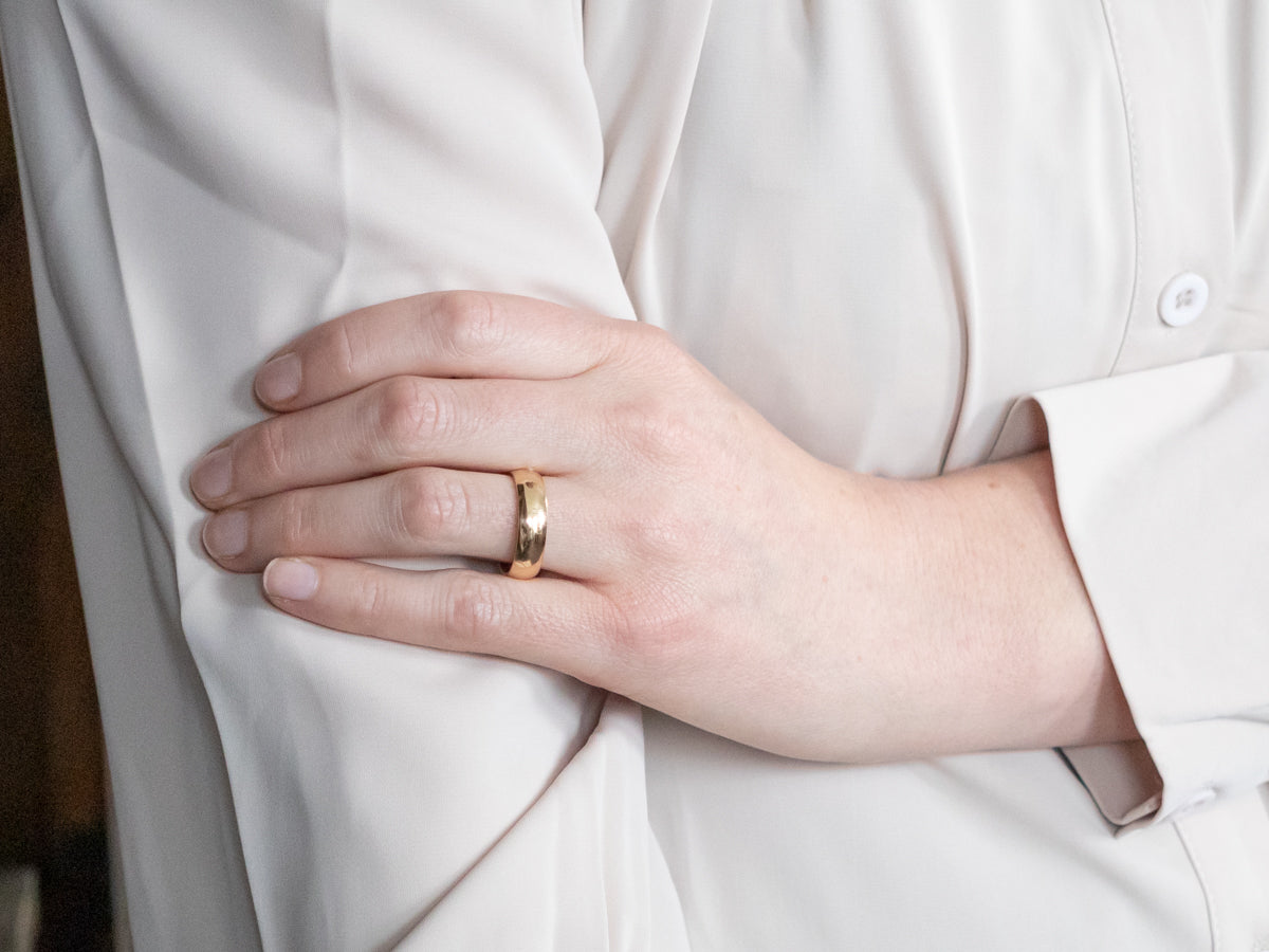 Unisex Polished Wide Gold Band