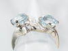 Blue Topaz and Diamond Toi et Moi Bypass Style Ring