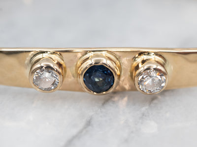 Simple Sapphire and Diamond Cuff Bracelet
