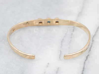 Simple Sapphire and Diamond Cuff Bracelet