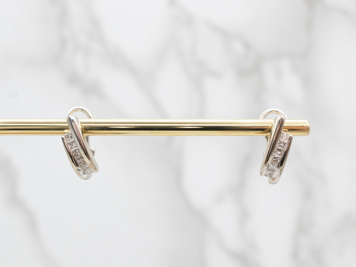 Beautiful White Gold Princess Cut Diamond Drop Earrings