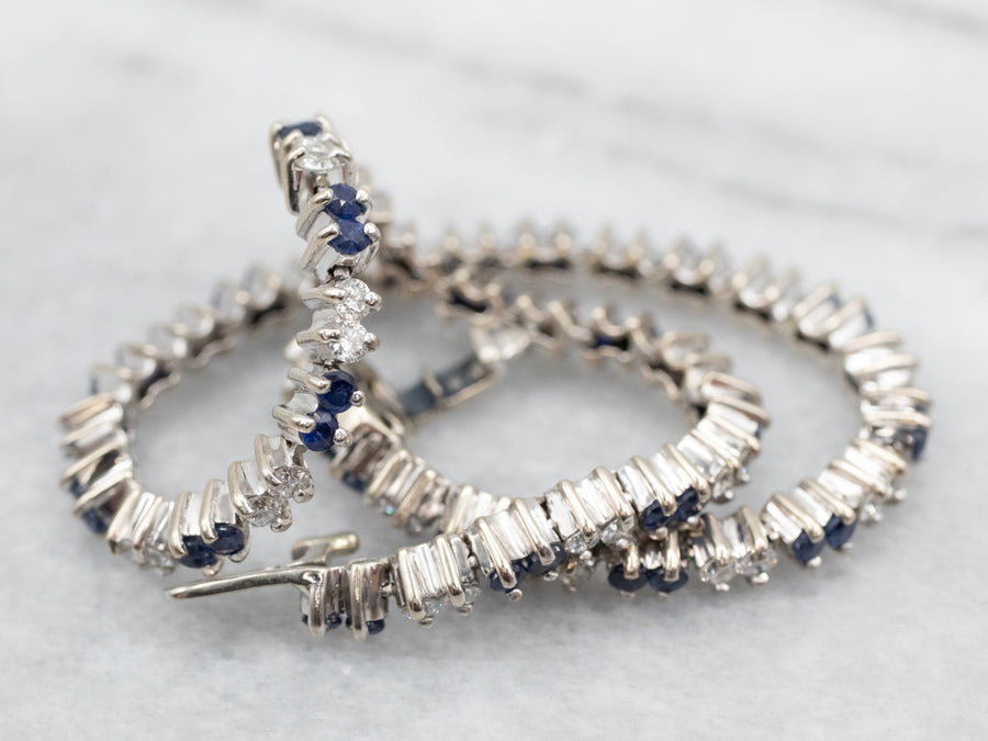 Sleek White Gold Sapphire and Diamond Tennis Bracelet