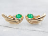 Evening Emerald Stud Earrings with Diamond Accent