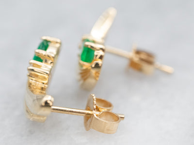Evening Emerald Stud Earrings with Diamond Accent
