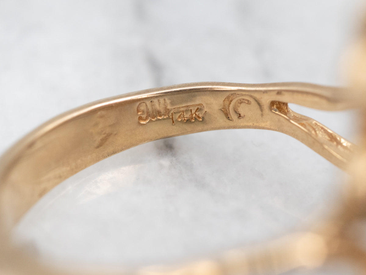 Elegant Yellow Gold Pink Tourmaline Bypass Ring