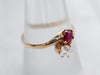 Sweet Yellow Gold Diamond and Ruby Bypass Ring