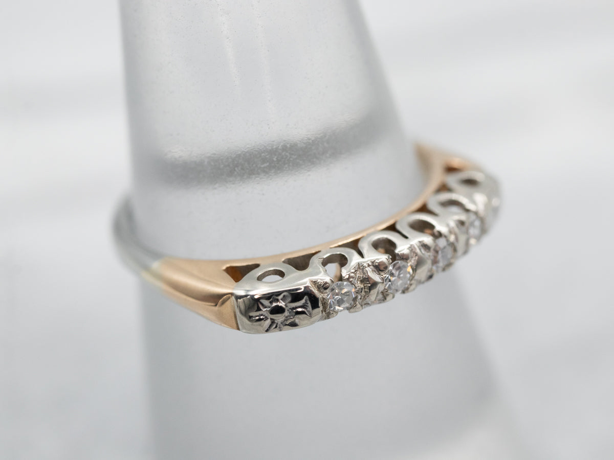 Vintage Belais Two Tone 18K Gold Diamond Band