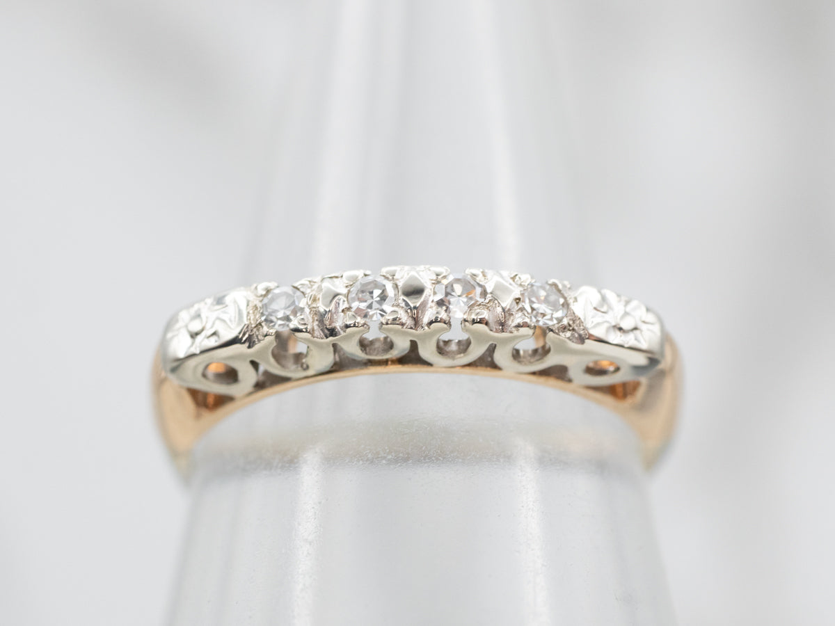 Vintage Belais Two Tone 18K Gold Diamond Band