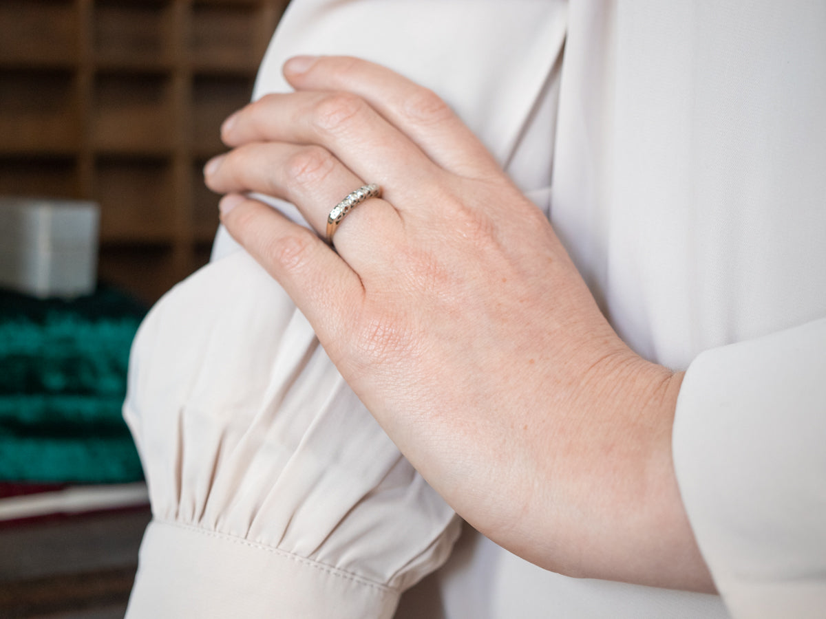 Vintage Belais Two Tone 18K Gold Diamond Band