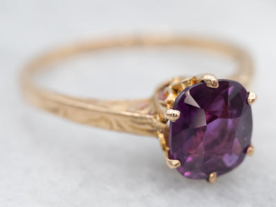 Buy 18K Yellow Gold Deep Purple Amethyst and Diamond Ring Online in India -  Etsy