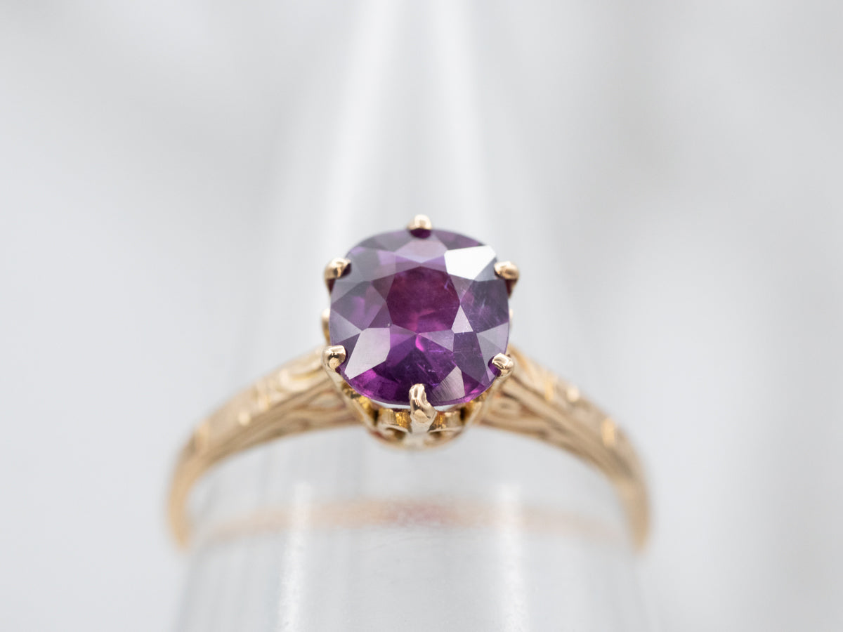 Antique Amethyst and White Enamel Ring