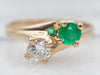 Vintage Gold Emerald and Diamond Bypass Ring