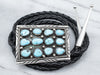 Sterling Silver Vintage Leather and Turquoise Bolo