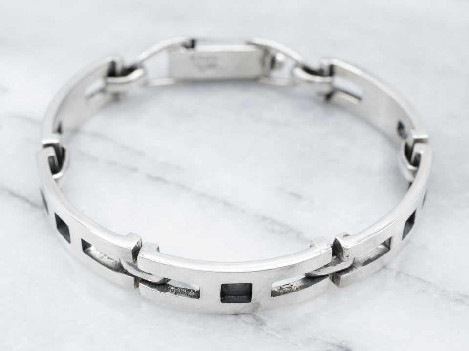 Sterling Silver Rectangle Link Bracelet
