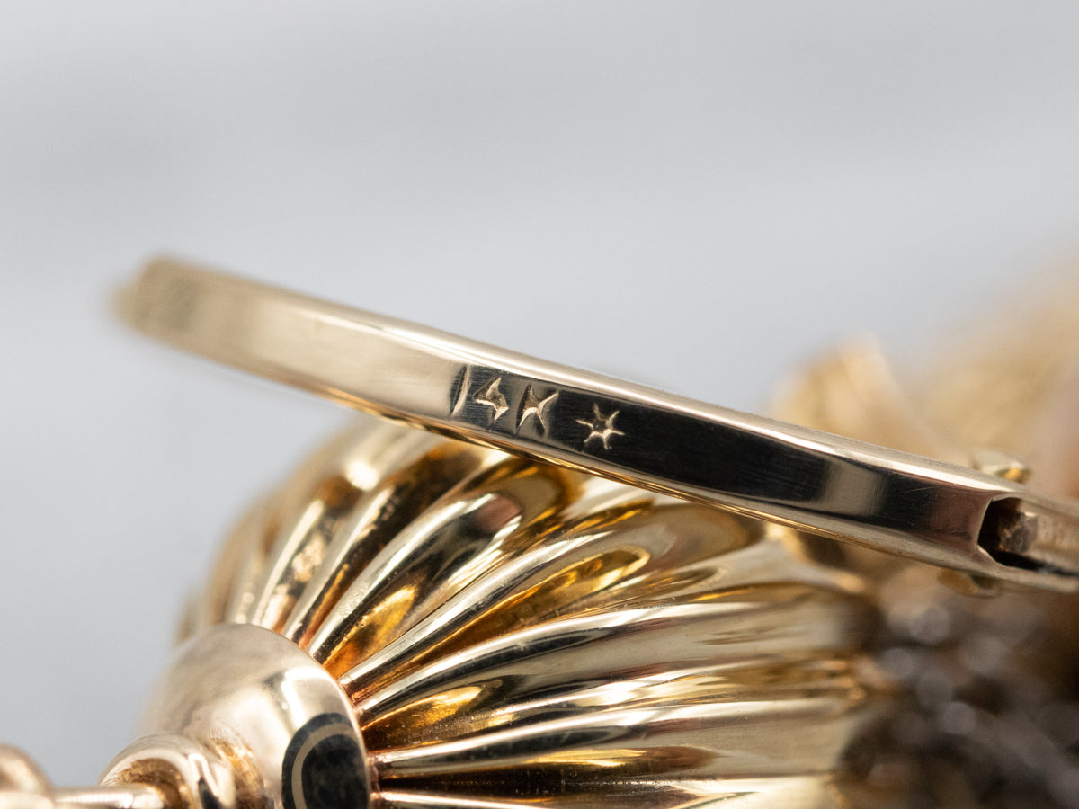 Pendientes colgantes con borlas doradas vintage de dos tonos