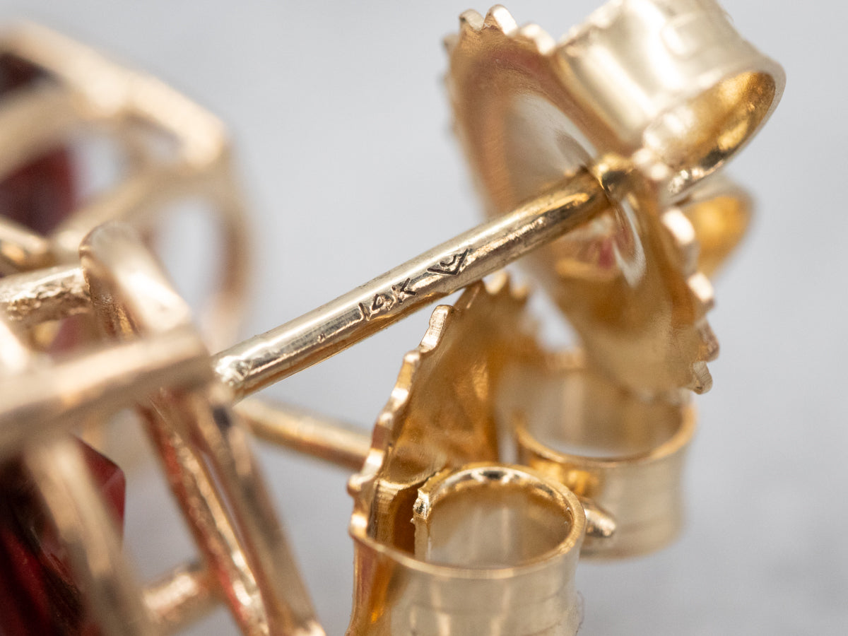 Yellow Gold Pyrope Garnet Stud Earrings