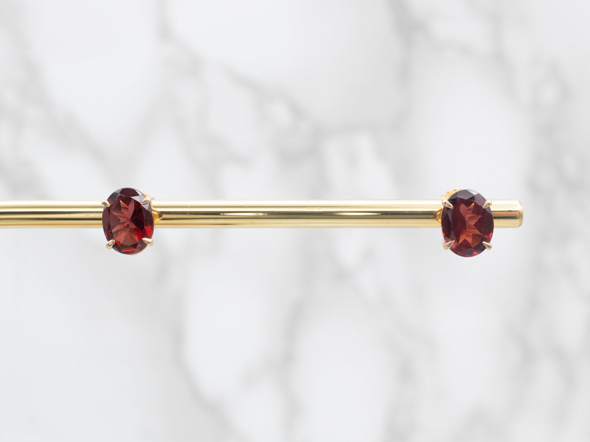 Yellow Gold Pyrope Garnet Stud Earrings