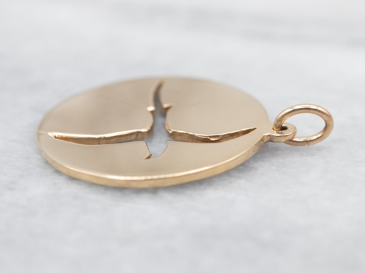 Colgante Disco Pájaro en Vuelo de Oro Amarillo