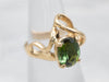 Modernist Green Tourmaline Solitaire Ring