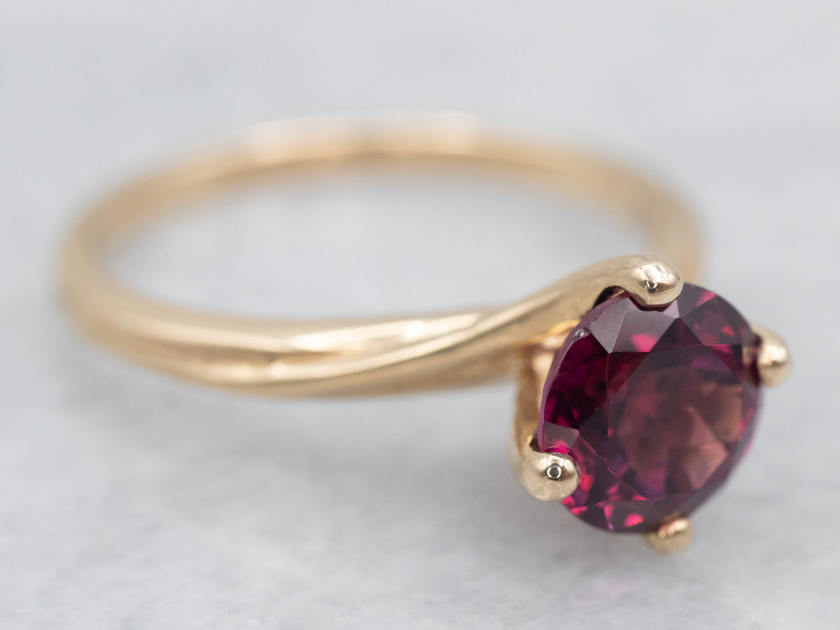 Vintage Rhodolite Garnet Solitaire Ring