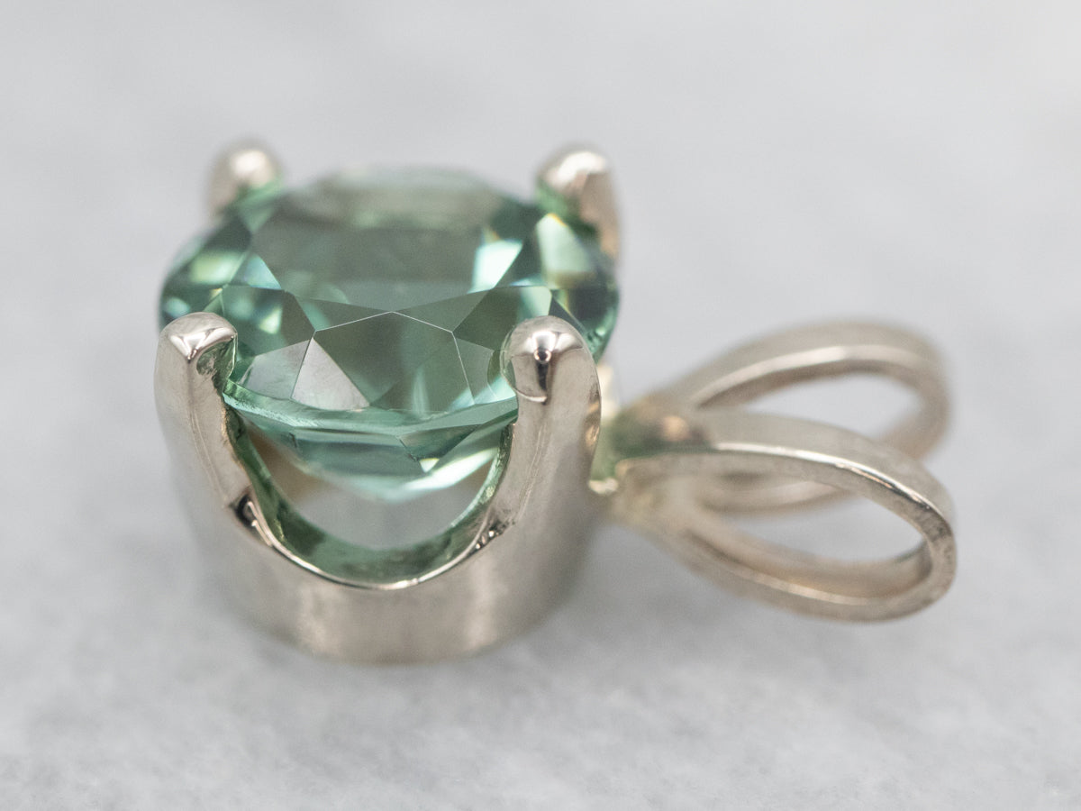 Mint Green Tourmaline Solitaire Pendant