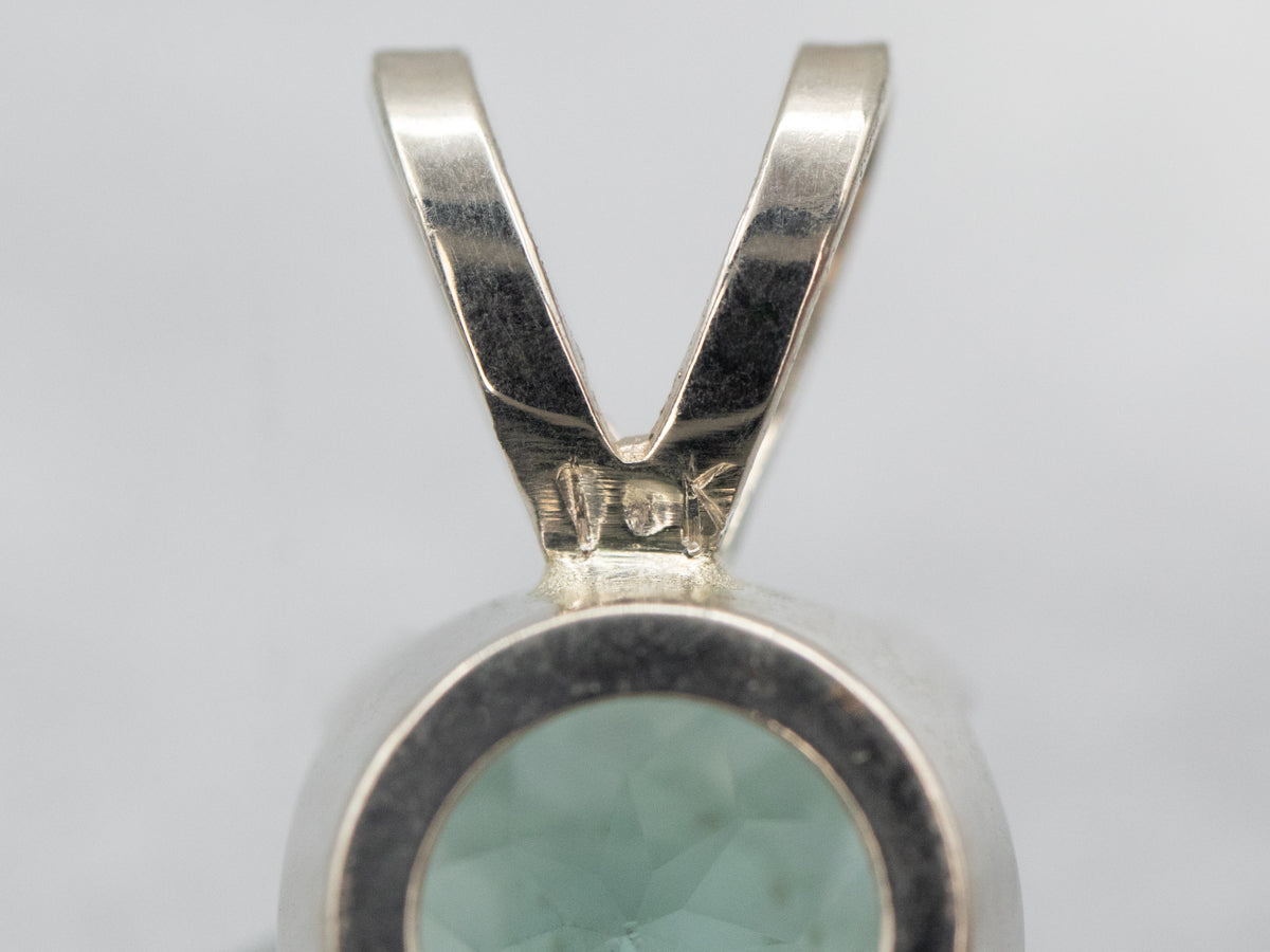Mint Green Tourmaline Solitaire Pendant