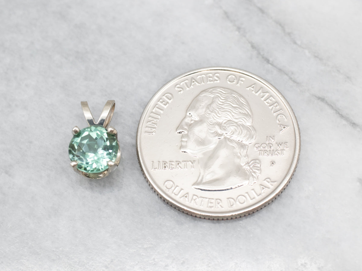 Mint Green Tourmaline Solitaire Pendant
