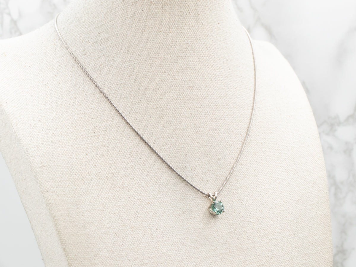 Mint Green Tourmaline Solitaire Pendant