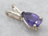 Teardrop Purple Sapphire Solitaire Pendant