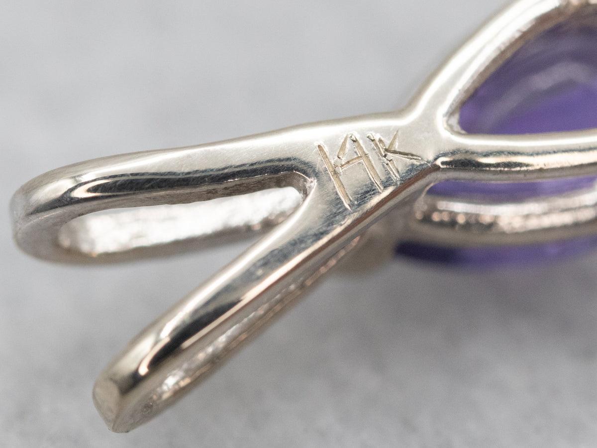 Teardrop Purple Sapphire Solitaire Pendant
