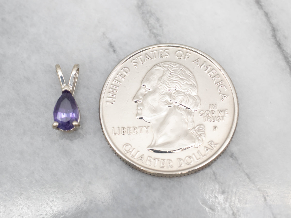 Teardrop Purple Sapphire Solitaire Pendant