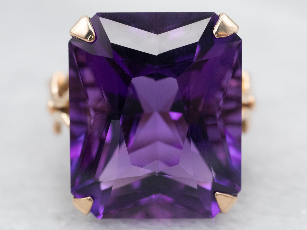 Ornate Yellow Gold Amethyst Ring
