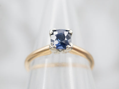 Two Tone Gold Sapphire Solitaire Engagement Ring