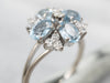 White Gold Aquamarine and Diamond Floral Ring