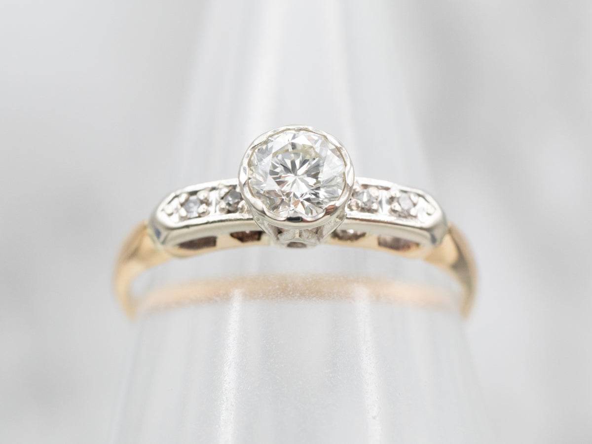 ロマンティックER Retro Era Bezel-Set Diamond Engagement Ring