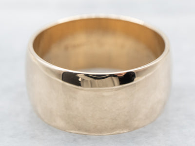 Unisex Art Carved Wide Gold Band