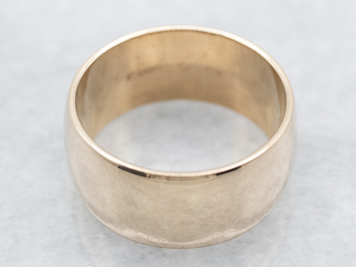 Unisex Art Carved Wide Gold Band
