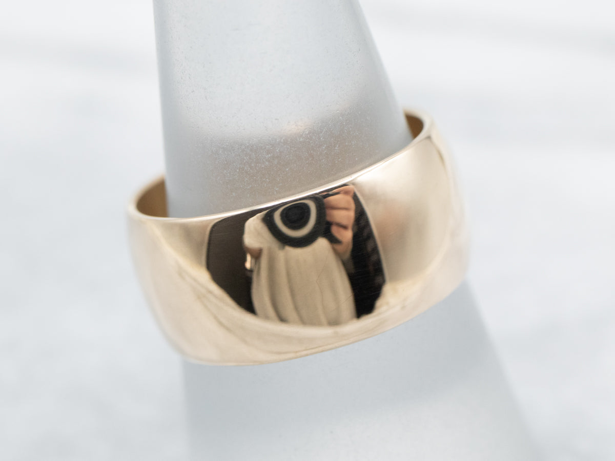 Unisex Art Carved Wide Gold Band