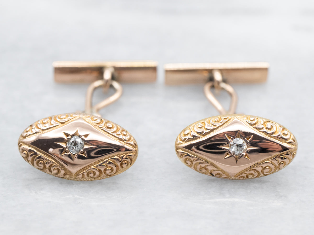 Gemelos victorianos con diamantes talla mina antigua