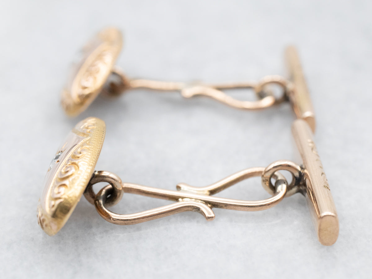 Gemelos victorianos con diamantes talla mina antigua