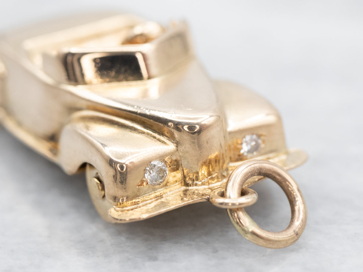 Vintage Diamond and Gold Car Charm