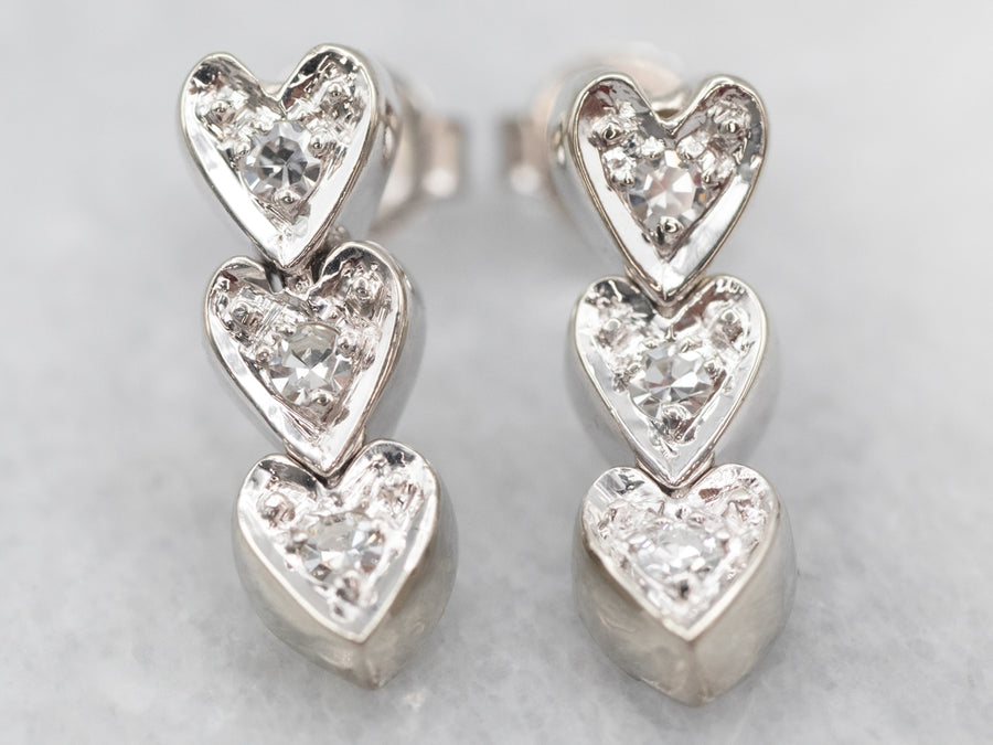 White Gold Diamond Sweetheart Drop Earrings