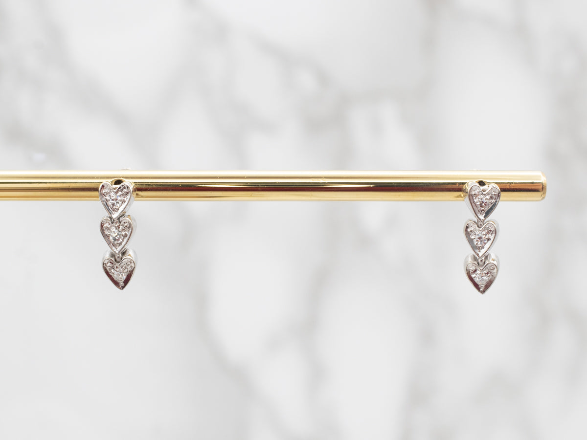 White Gold Diamond Sweetheart Drop Earrings